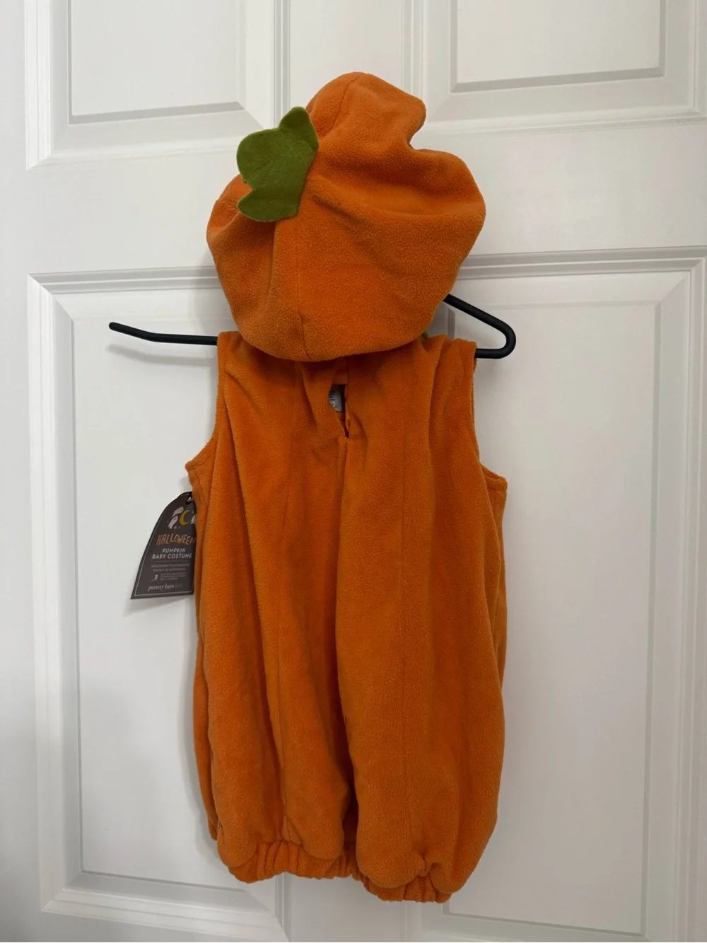 Pottery Barn Kids Orange Pumpkin Jack-O'-Lantern Costume with Green Leaf Trim - Picture 5 of 5